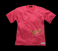 ［MENS］メッセージプリントTシャツ/Rピンク