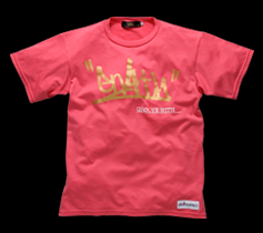 ［MENS］タギングロゴプリントTシャツ/ローズ×ゴールド