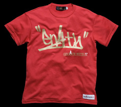[KIDS］タギングロゴプリントTシャツ/レッド×ゴールド